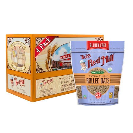 Bobs Red Mill Natural Foods Bob's Red Mill Gluten Free Organic Thick Rolled Oats 32 oz. Bag, PK4 1991S324